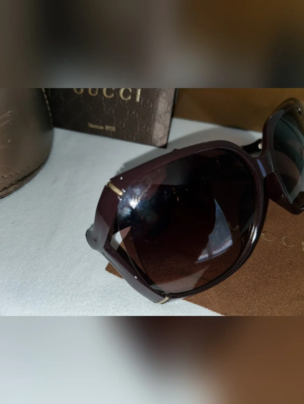 Gucci Men’s Black Sunglasses with Silver Accent